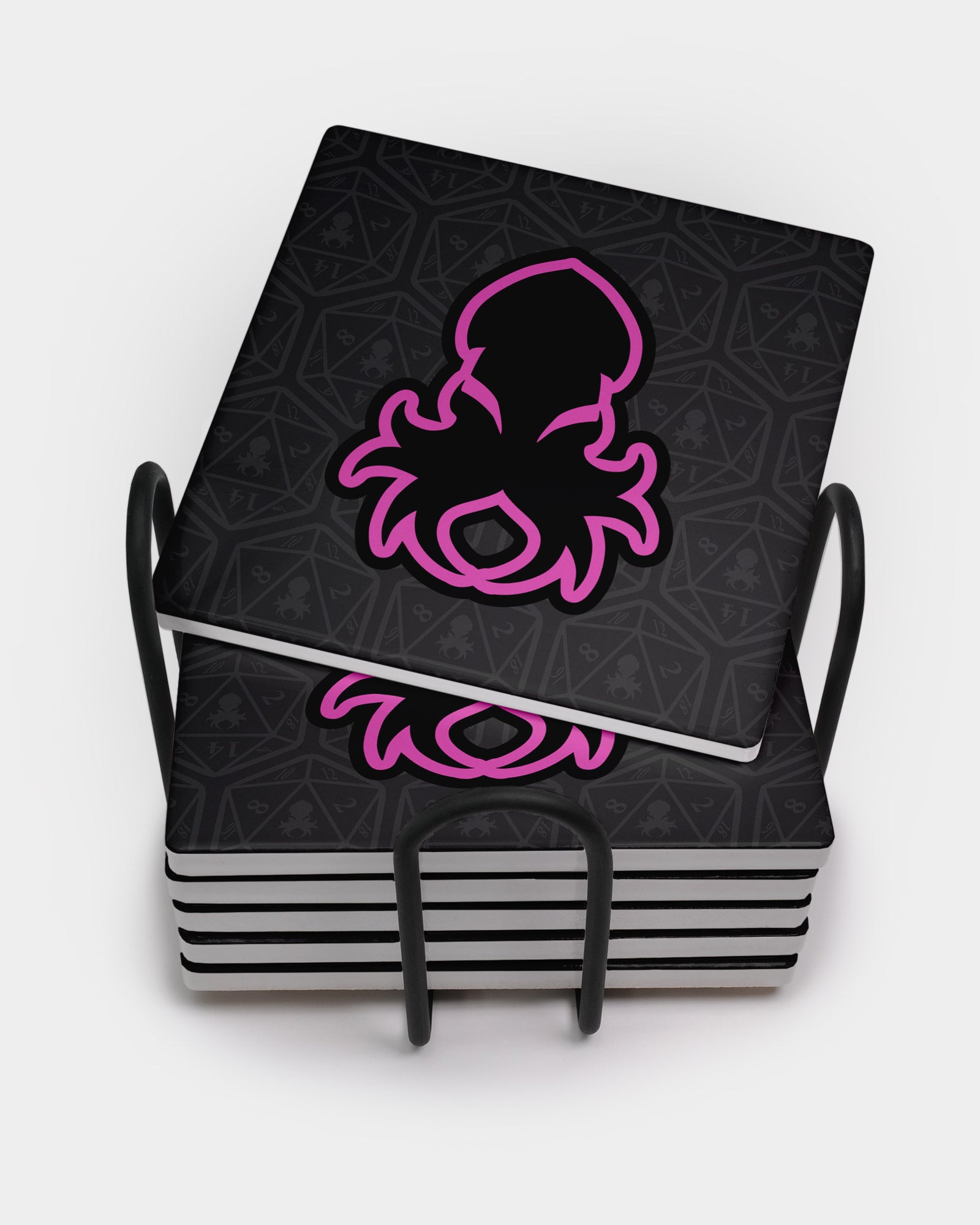 Pink Kraken Square Coaster Set